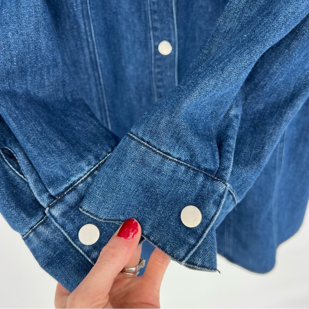 Anthropologie Mare‎ Mare Denim Button-Up Shirt Dress Large Long Sleeve - Picture 9 of 15